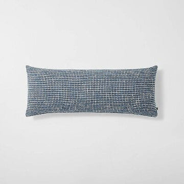 12"x30" Allover Textured Grid Lines Lumbar Throw Pillow Sterling Blue - Hearth